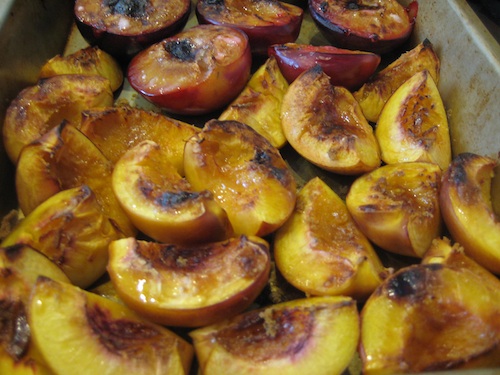 Nectarines caramelized with brown sugar