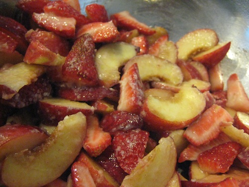 Peaches and Strawberries for pie