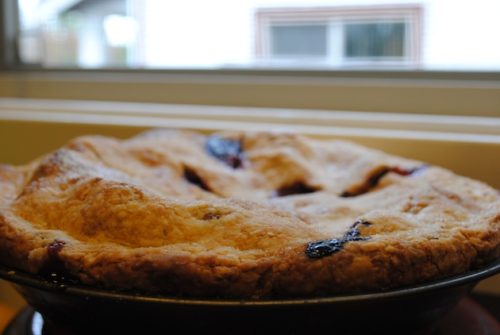 pie in a window sill